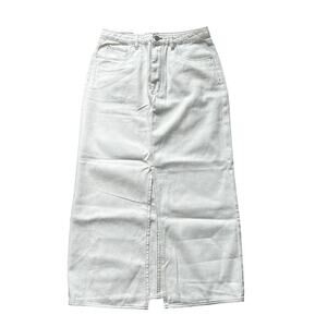 BlankNYC Women's Denim Maxi Skirt Slit Cream Size 30 Fall Trendy Transitional